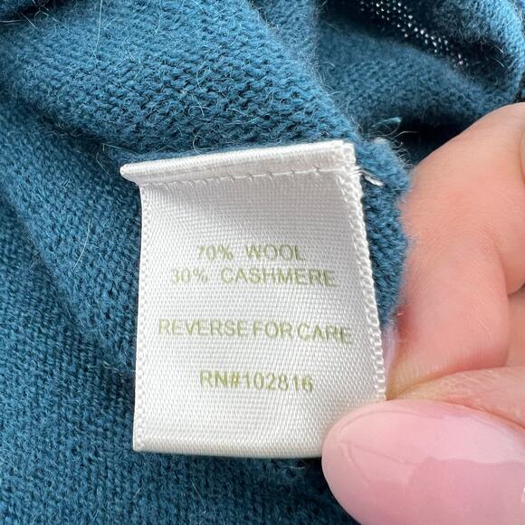 Garnet Hill Cashmere Teal Turtleneck Tunic Sweater Size XS - Picture 9 of 10